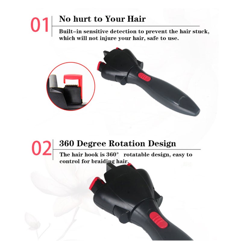 Automatic Hair Braiding Tool: 360 Degree Rotation Sensitive Anti-Stuck Design - One-Click Control Hair Braider for At-Home DIY Hair Styling - Image 2