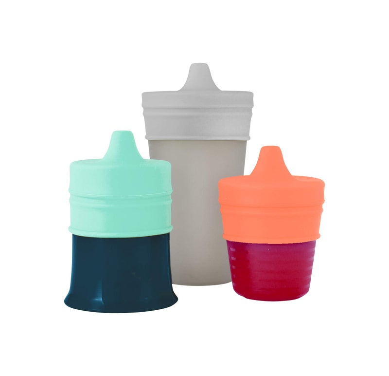 Boon Snug Silicone Sippy Cup Lids - Convert Kids Cups or Toddler Cups into Sippy Cups - Toddler Feeding Supplies - 3 Count - Multi - Image 2