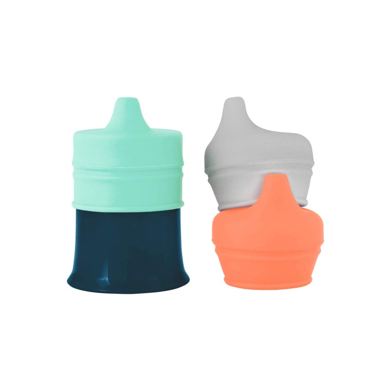 Boon Snug Silicone Sippy Cup Lids - Convert Kids Cups or Toddler Cups into Sippy Cups - Toddler Feeding Supplies - 3 Count - Multi - Image 1