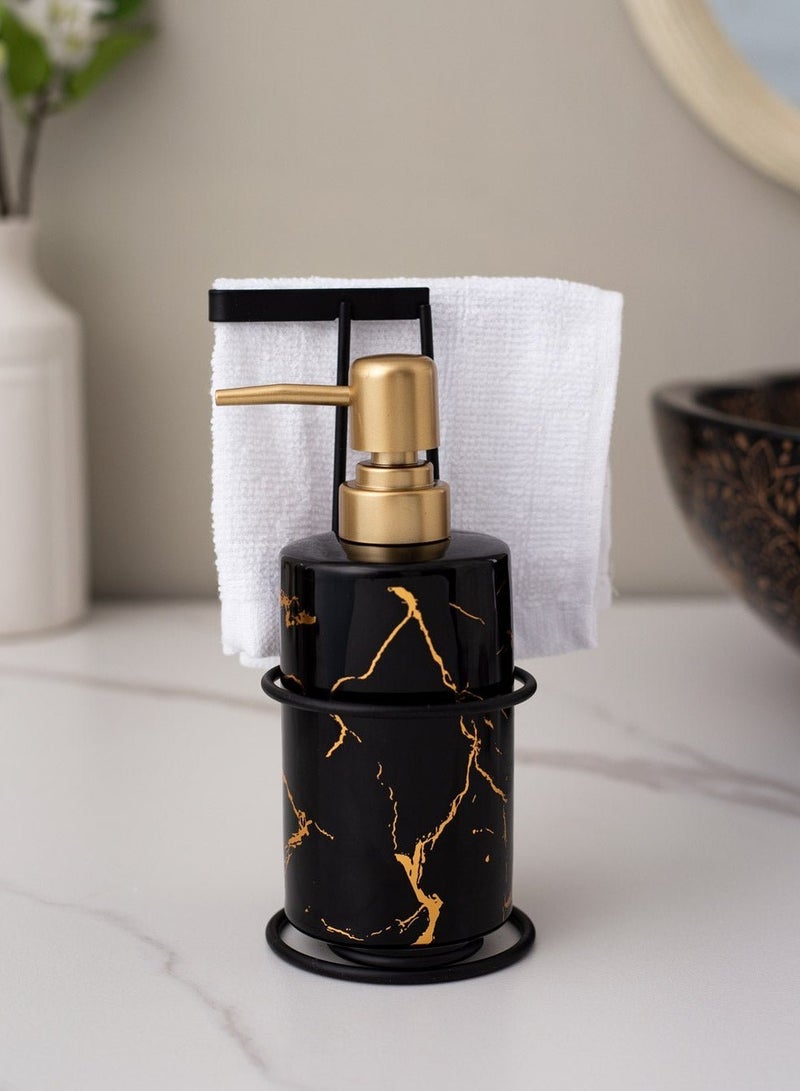 NAFEH Soap Dispenser Ceramics Marble Style Refillable Hand Lotion Dispenser Press Bottle(300ml) - Image 1