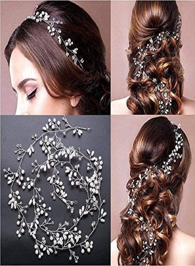 ROSEFINCH Bridal Hair Vines Crystal Wedding Headpiece, 45 CM Handmade Crystal Pearl Evening Party Headpiece Head Band Bride Wedding Hair Accessories for Bridesmaid and Flower Girl - gold. - Image 1