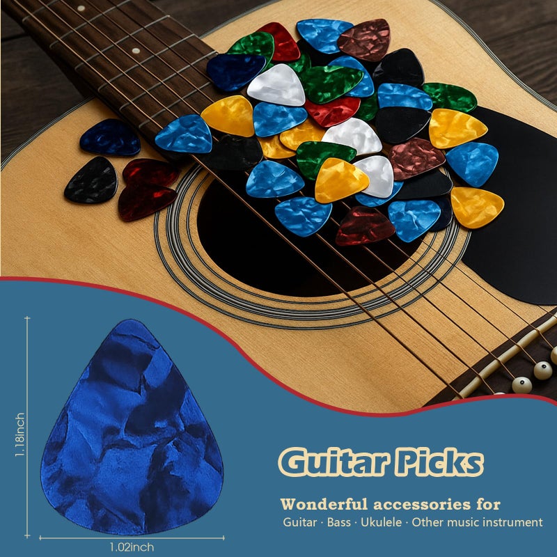 NEWJMM 60Pack Guitar Picks With Organizer Box: Variety Colorful Guitar Pick - Thin, Medium & Heavy 3 Different Thickness for Acoustic Guitar, Metallica Guitar, Electric Guitar, Ukulele Bass - Image 3