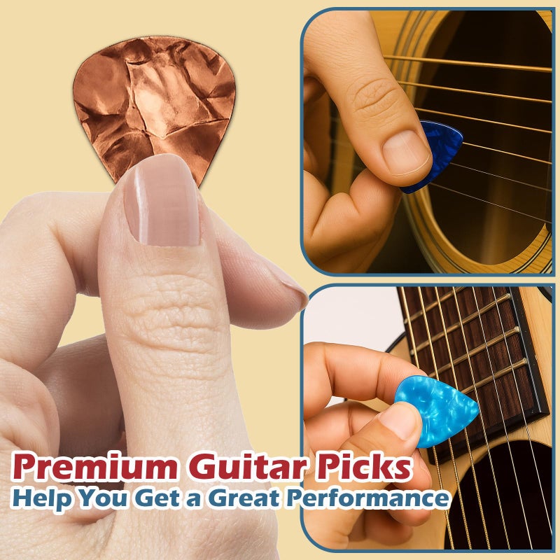 NEWJMM 60Pack Guitar Picks With Organizer Box: Variety Colorful Guitar Pick - Thin, Medium & Heavy 3 Different Thickness for Acoustic Guitar, Metallica Guitar, Electric Guitar, Ukulele Bass - Image 4