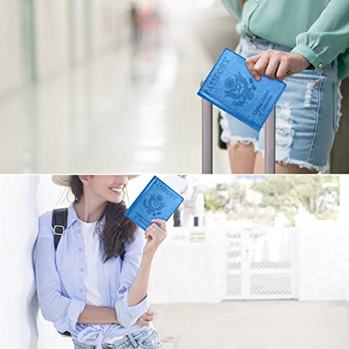 Eoehro Unisex-Adult Passport and Vaccine Card Holder Combo, Sky Blue, Faux Leather, RFID Protected - Image 5