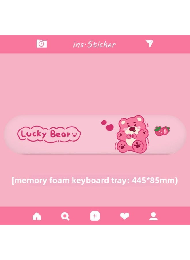 Generic - Strawberry Bear Mouse Pad Wrist Protection Women's Ins Style Small Size Office Laptop Table Pad Keyboard Hand Support-Color:Keyboard Hand Rest (strawberry Bear) - Image 1