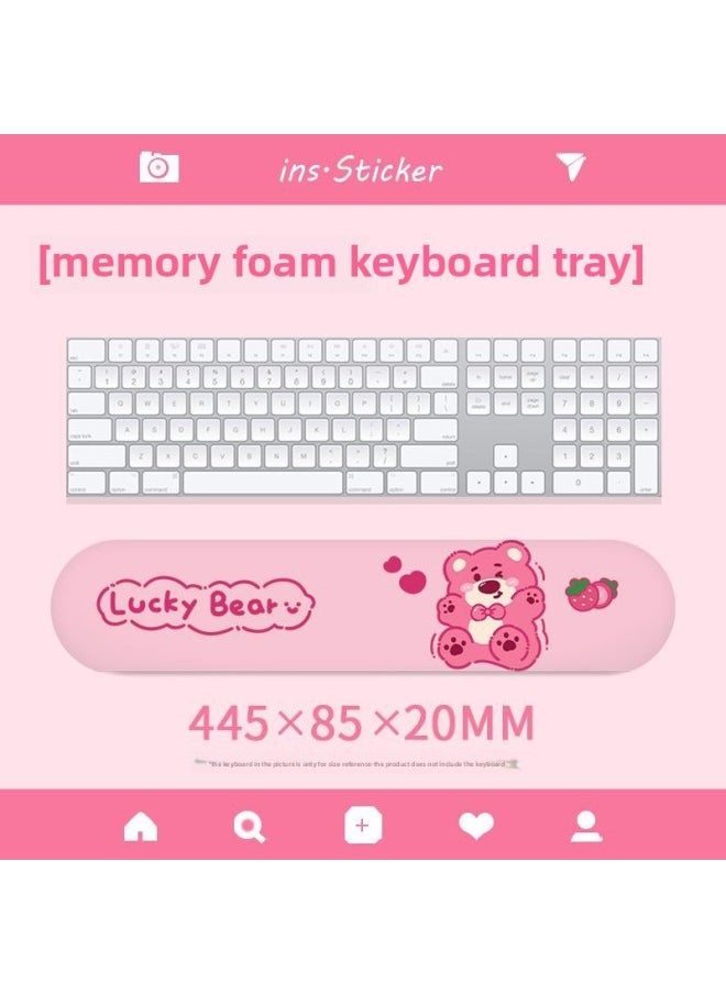 Generic - Strawberry Bear Mouse Pad Wrist Protection Women's Ins Style Small Size Office Laptop Table Pad Keyboard Hand Support-Color:Keyboard Hand Rest (strawberry Bear) - Image 1