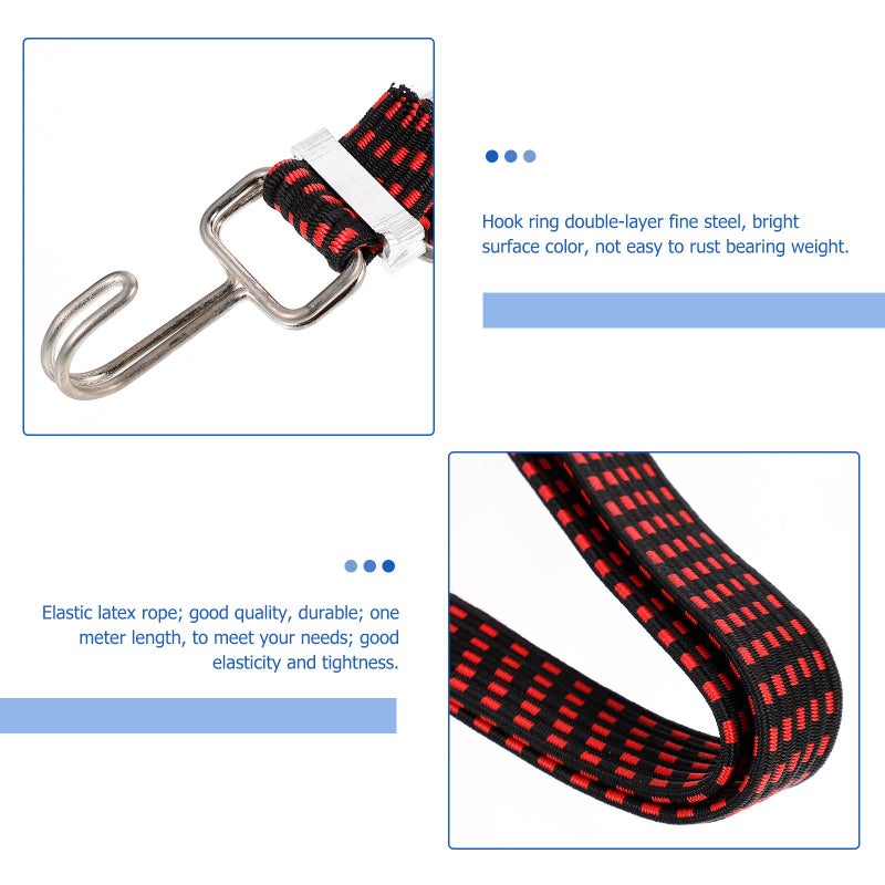 Adjustable 1 Meter Red Elastic Cargo Strap Hook for Motorcycle Bike Luggage Tightening Binding - Image 4