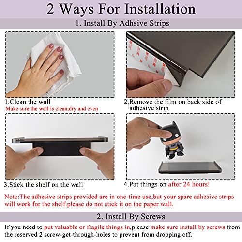 MATIMASU Stick-on Wall Shelf - Small Wall Mounted Clear Acrylic Wonder Shelf Phone Holder Shelves Wipes Rack for Bathroom,Kitchen,Toilet,Office - White - Image 3