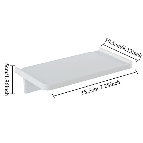 MATIMASU Stick-on Wall Shelf - Small Wall Mounted Clear Acrylic Wonder Shelf Phone Holder Shelves Wipes Rack for Bathroom,Kitchen,Toilet,Office - White - Image 2
