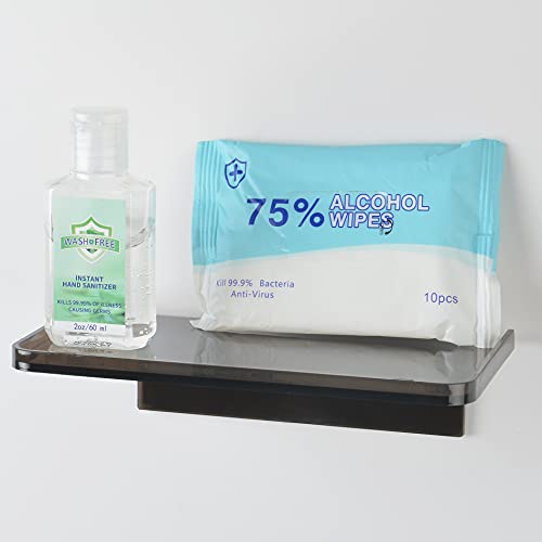 MATIMASU Stick-on Wall Shelf - Small Wall Mounted Clear Acrylic Wonder Shelf Phone Holder Shelves Wipes Rack for Bathroom,Kitchen,Toilet,Office - White - Image 5
