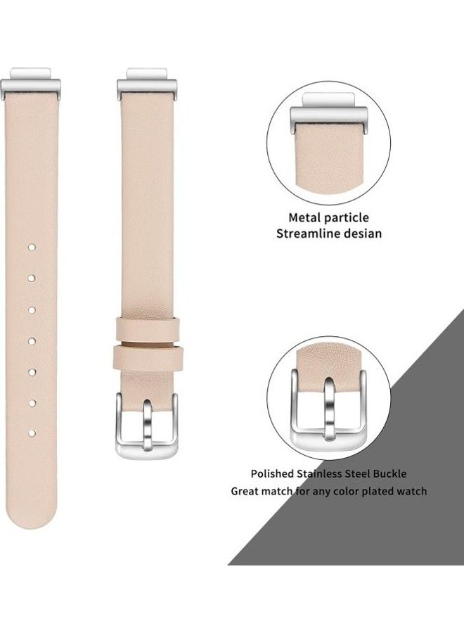 NIBEMINENT Leather Replacement Wrist Strap Watchband with Metal Connector For Fitbit Inspire / HR Pink - Image 3