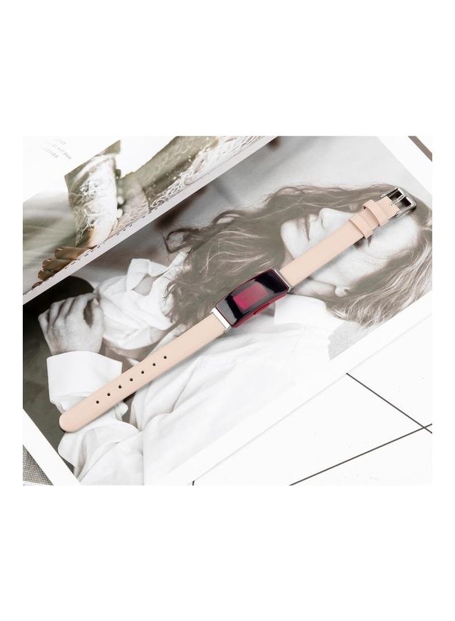 NIBEMINENT Leather Replacement Wrist Strap Watchband with Metal Connector For Fitbit Inspire / HR Pink - Image 5