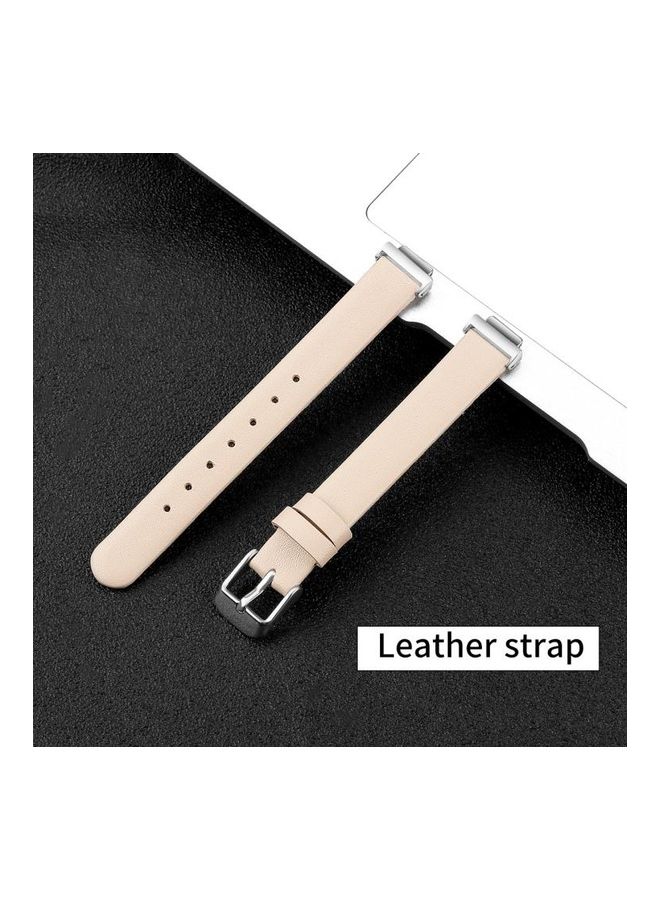 NIBEMINENT Leather Replacement Wrist Strap Watchband with Metal Connector For Fitbit Inspire / HR Pink - Image 2