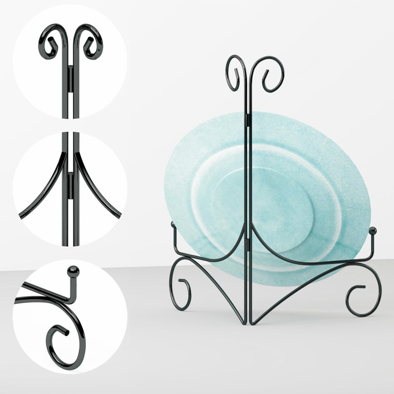 HEMYLU Plate Stand for Display with Hinged Folding Design, 6 Inch Picture Stands for Tables, Small Easels for Displaying Book, Art Piece, Photo and Platter, 6â€™â€™ Black - Image 2