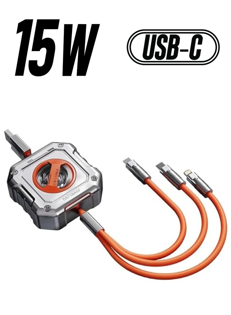 Oatsbasf Multi Charging Cable, 3 in 1 USB Charging Cable with Type C, Micro USB, Phone Port, Compatible Cell Phones Tablets Universal Use - Image 1