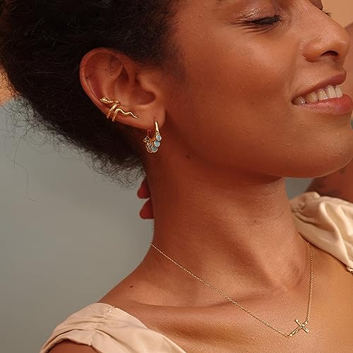 Fettero Sideways Cross Necklace Choker Gold Faith Hammered Pendant 14K Gold Plated Dainty Chain Minimalist Simple Tiny God Lords Prayer Religious Jewelry Gift - Image 3