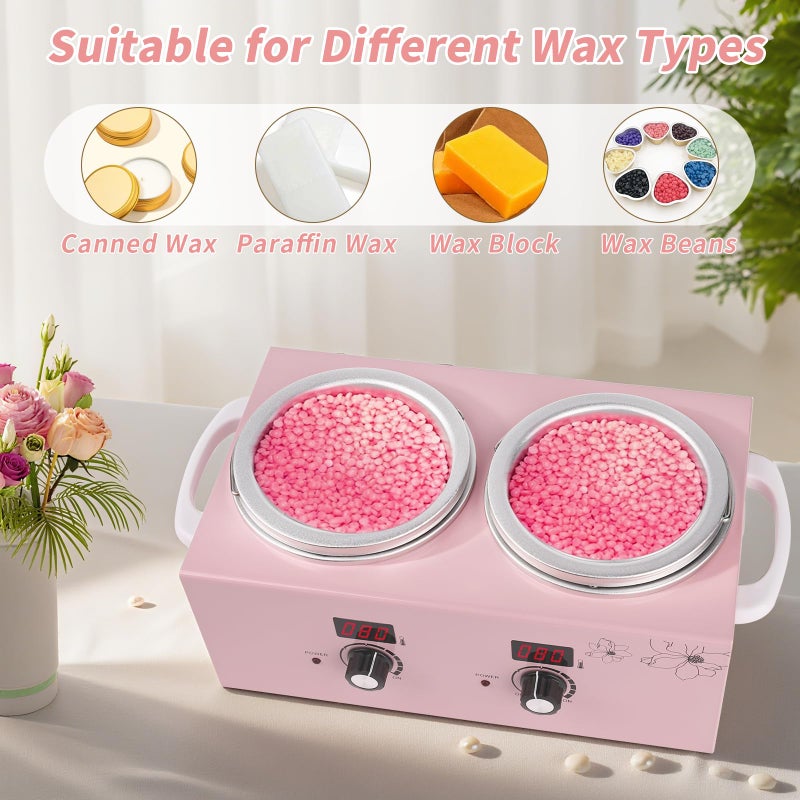 Yofuly Double Wax Warmer Machine, Yofuly Professional Digital Waxing Kit for Women Hair Removal, Electric Hard Wax Pot Heater with Sticks and Collars for Home Spa Beauty Salon Esthetician Use - Image 4