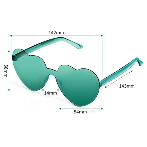 Maxdot 5 Pcs Summer Heart Shaped Sunglasses Rimless Heart Glasses Women for Cosplay Party(Green) - Image 2
