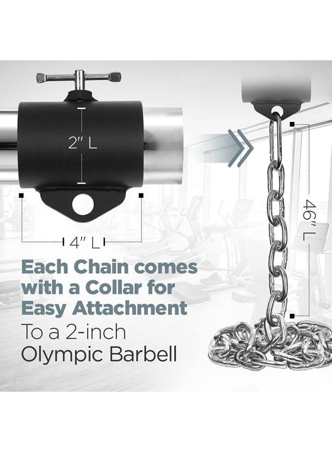 Logest Weight Lifting Chains with Collars - 1 Pair Available in 15LB 25LB 35LB 45LB Steel Workout Chains - Fitness Equipment for Deadlifts Bench Presses and More Targets Back Legs Core Weight Chains - Image 2