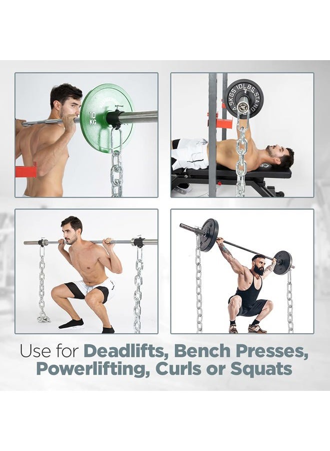 Logest Weight Lifting Chains with Collars - 1 Pair Available in 15LB 25LB 35LB 45LB Steel Workout Chains - Fitness Equipment for Deadlifts Bench Presses and More Targets Back Legs Core Weight Chains - Image 3