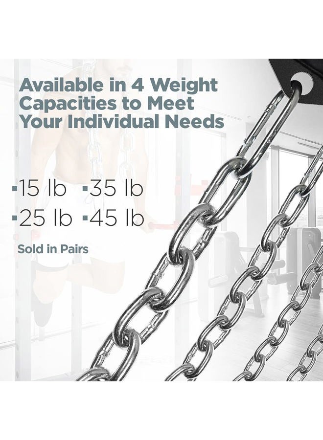 Logest Weight Lifting Chains with Collars - 1 Pair Available in 15LB 25LB 35LB 45LB Steel Workout Chains - Fitness Equipment for Deadlifts Bench Presses and More Targets Back Legs Core Weight Chains - Image 4