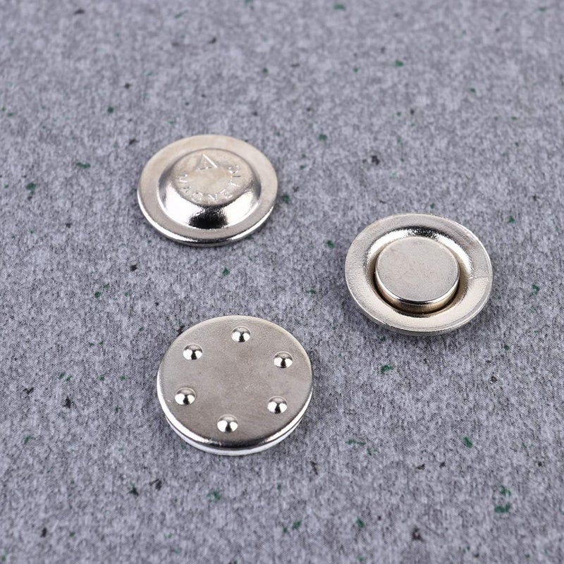 comfrt 24PCS Magnetic Snap Button Round ID Name Badge Fastener Metal Lapel Pin Brooch Holder for DIY Craft Scarf Purses Bags Clothes Leather(20mm,Silver) - Image 2