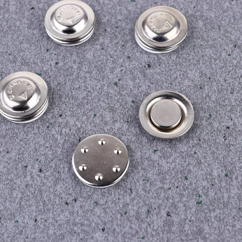 comfrt 24PCS Magnetic Snap Button Round ID Name Badge Fastener Metal Lapel Pin Brooch Holder for DIY Craft Scarf Purses Bags Clothes Leather(20mm,Silver) - Image 3