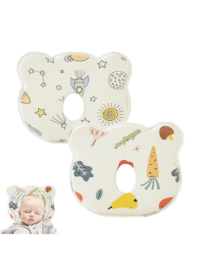 meayul Baby Head Shaping Pillow, Prevents Flat Head Syndrome, Soft Memory Foam Cushion with 100% Cotton Cover, Neck Support for Infants (0-12 Months), 2-Pack - Image 1