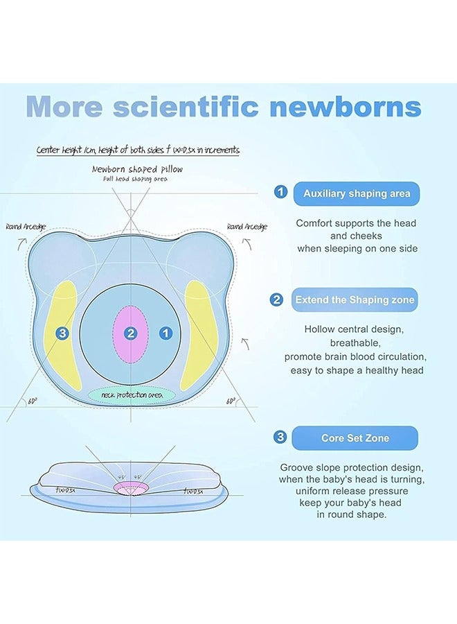 meayul Baby Head Shaping Pillow, Prevents Flat Head Syndrome, Soft Memory Foam Cushion with 100% Cotton Cover, Neck Support for Infants (0-12 Months), 2-Pack - Image 3