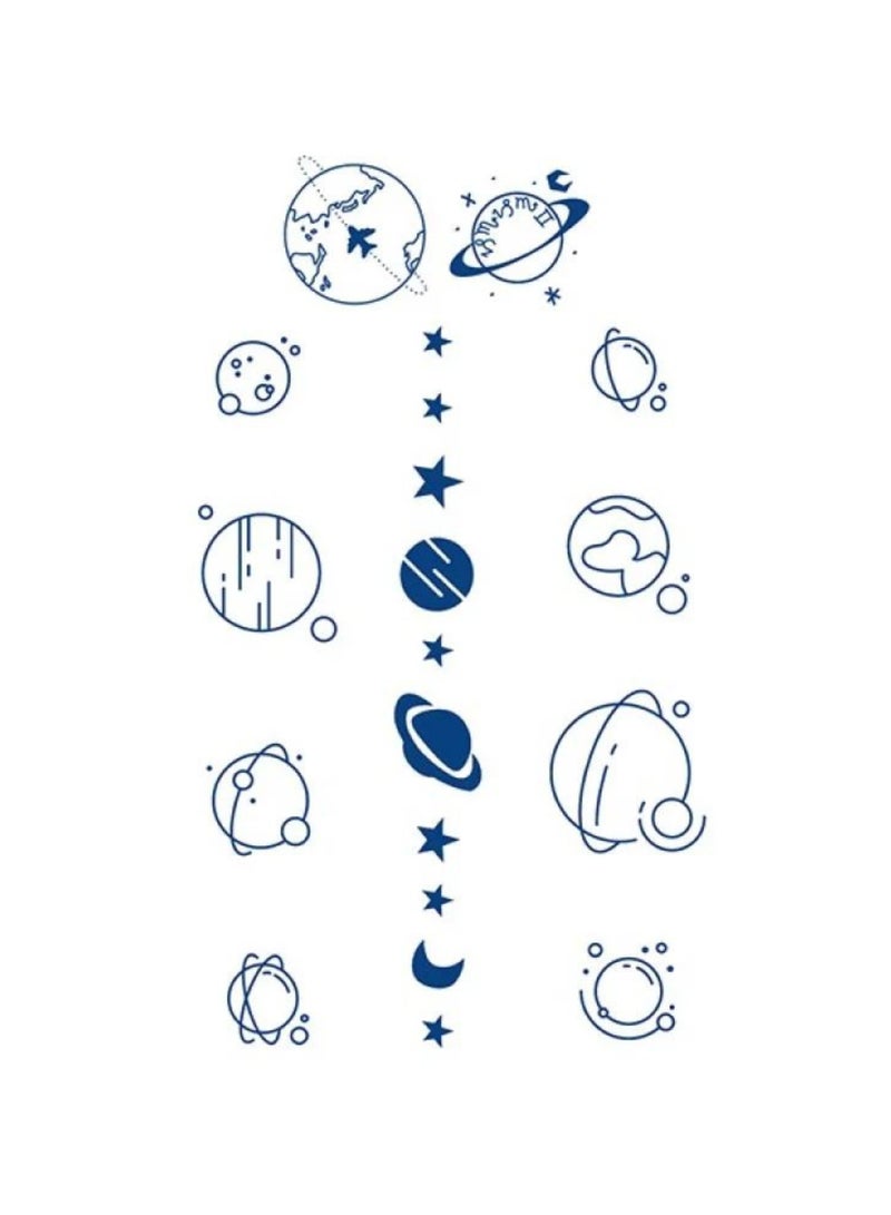 Generic 2 Week Tattoo Semi Permanent Tattoos Space & Planet Design Sticker, Large Sheet Lasting 2 Weeks Tattoo for Women Girls and Men Realistic Temporary Tattoo Stickers - Image 2