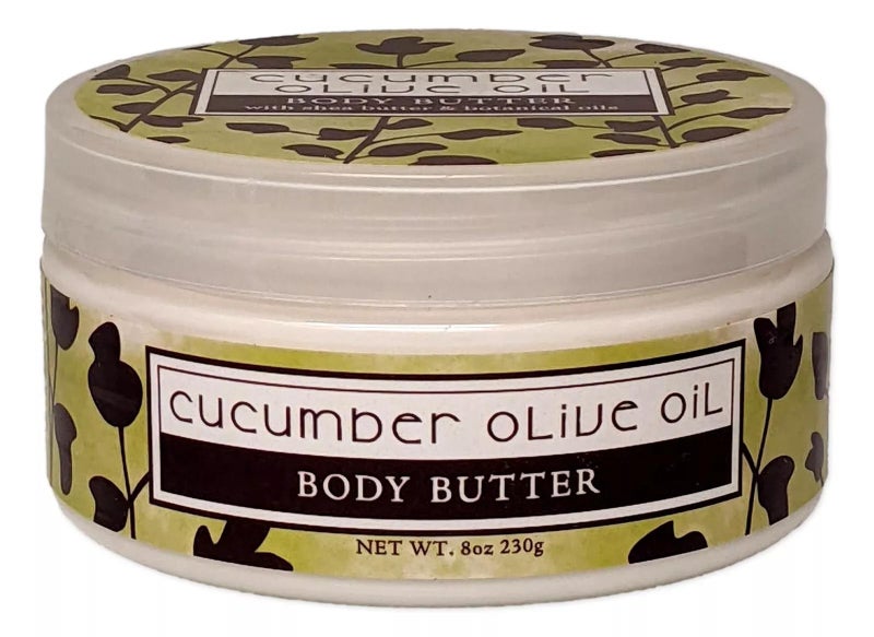 Greenwich Bay Trading Co. Scented Botanic Body Butter - Luxurious Hydration with Shea & Cocoa Butter, Enriched with Vitamin E - 8 Ounce Tub (Cucumber Olive Oil) - Image 1