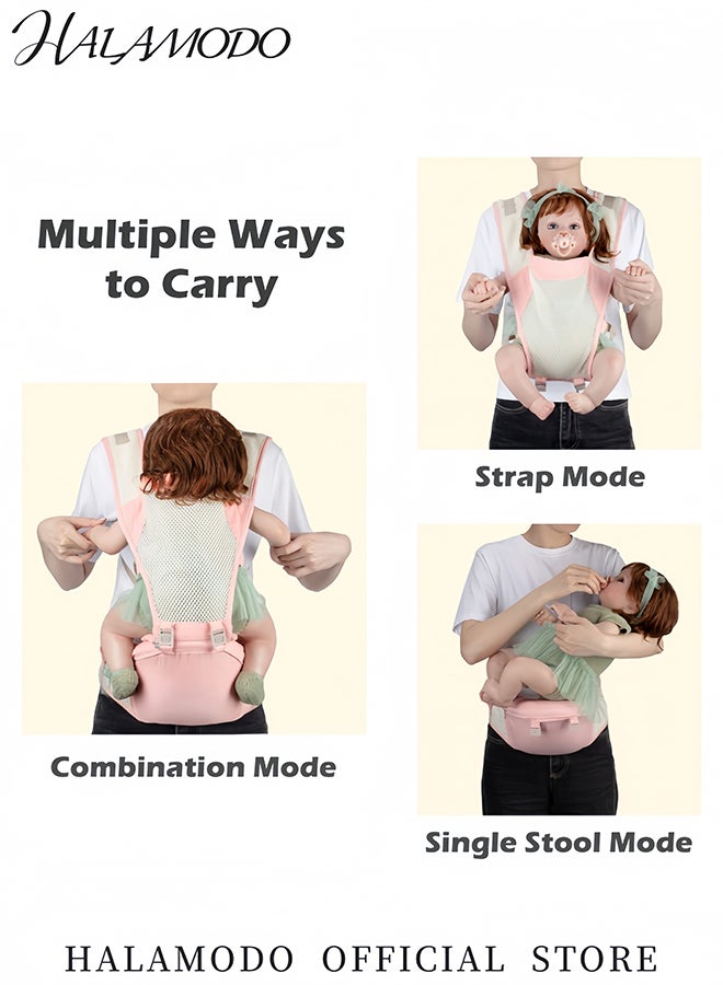Halamodo 3-in-1 Baby Adjustable Carrier Suitable for Baby Hip Seat with Comfortable Head Support and Strap Design Red - Image 3