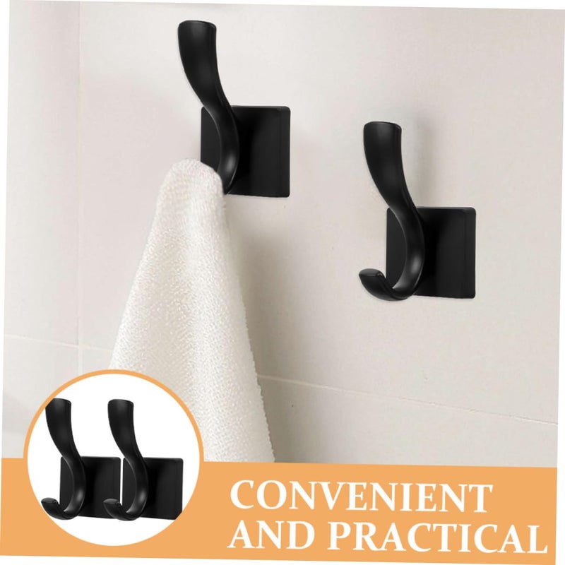2Pcs Black No Drill Over The Door Hooks For Towel Coat Bathroom Bedroom Storage - Image 5