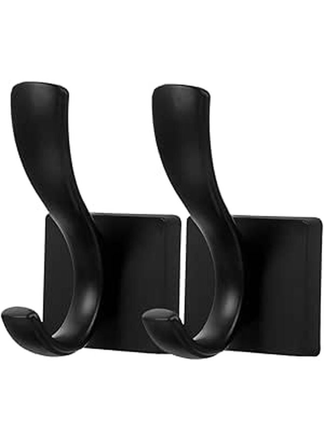 2Pcs Black No Drill Over The Door Hooks For Towel Coat Bathroom Bedroom Storage - Image 1