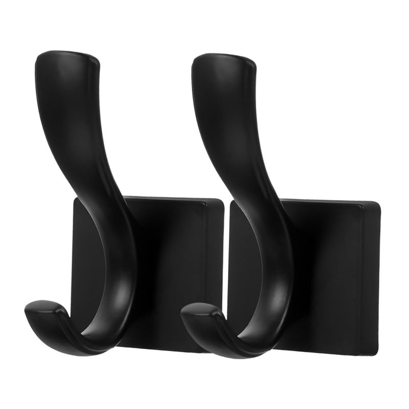 2Pcs Black No Drill Over The Door Hooks For Towel Coat Bathroom Bedroom Storage - Image 2