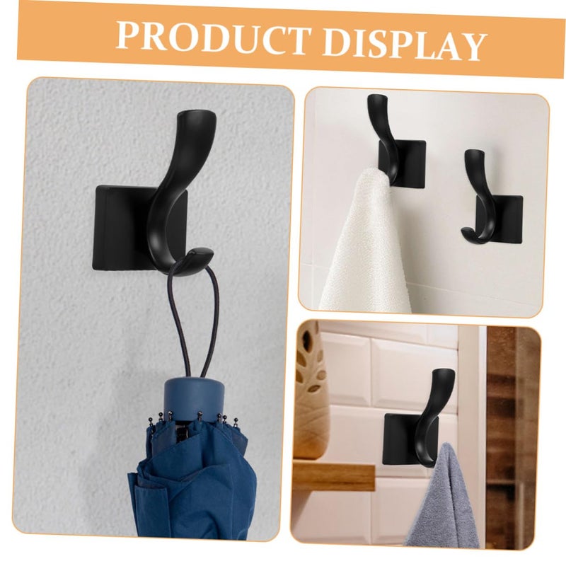 2Pcs Black No Drill Over The Door Hooks For Towel Coat Bathroom Bedroom Storage - Image 4