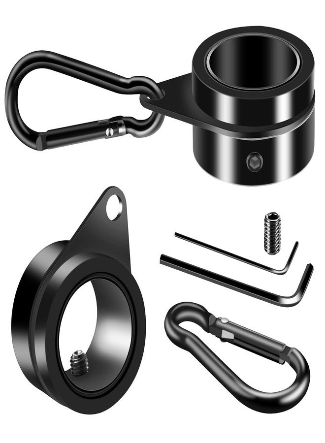 BONWIN 1" Black Flag Pole Rings, 2 Pcs Anti Wrap Aluminum Alloy Flag Pole Clip Swivels, 360° Rotating Flagpole Flag Mounting Ring Clips, Spinning Flag Pole Kit for 0.75-1.02" Diameter (1 Inch, Black) - Image 1