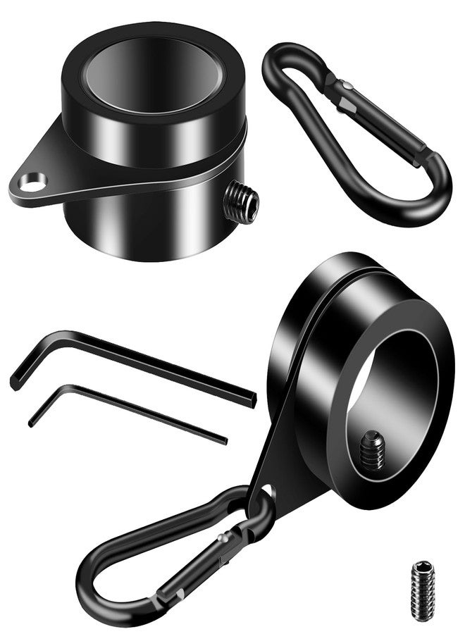 BONWIN 1" Black Flag Pole Rings, 2 Pcs Anti Wrap Aluminum Alloy Flag Pole Clip Swivels, 360° Rotating Flagpole Flag Mounting Ring Clips, Spinning Flag Pole Kit for 0.75-1.02" Diameter (1 Inch, Black) - Image 2