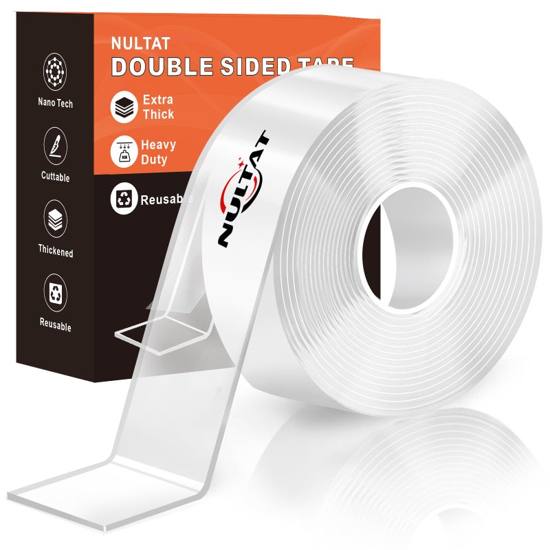 Nultat Strong Double Sided Tape Heavy Duty Double Sided Tape For Walls  1.18"" X 120"" Clear & Tough Nano Tape Double Sided Mounting Tape  Removable Wall Tape For Hanging Picture  Poster  Carpet (10Ft) - Image 1