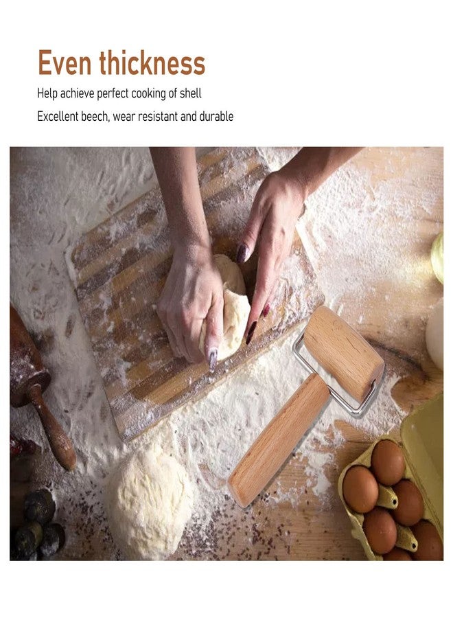 Luatoxry Small Rolling Pin, Wooden Pizza Dough Roller, Beech Pastry Roller with Stainless Steel Shaft, Versatile Pizza Roller Dough for Rolling Cookies, Dumplings, 5.1x2.8x1.2in - Image 4