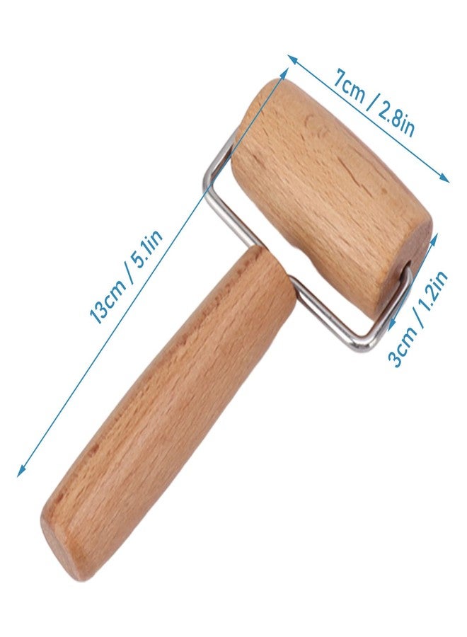 Luatoxry Small Rolling Pin, Wooden Pizza Dough Roller, Beech Pastry Roller with Stainless Steel Shaft, Versatile Pizza Roller Dough for Rolling Cookies, Dumplings, 5.1x2.8x1.2in - Image 3