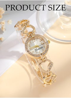 DUNISO 3 Pieces of Rhinestone watch set, women's heart shaped diamond inlaid hollow quartz watch, alloy watch, paired with two bracelets, diamond decorative design  - Image 2