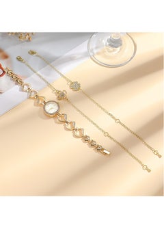 DUNISO 3 Pieces of Rhinestone watch set, women's heart shaped diamond inlaid hollow quartz watch, alloy watch, paired with two bracelets, diamond decorative design  - Image 3