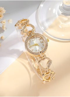DUNISO 3 Pieces of Rhinestone watch set, women's heart shaped diamond inlaid hollow quartz watch, alloy watch, paired with two bracelets, diamond decorative design  - Image 4