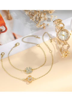 DUNISO 3 Pieces of Rhinestone watch set, women's heart shaped diamond inlaid hollow quartz watch, alloy watch, paired with two bracelets, diamond decorative design  - Image 5