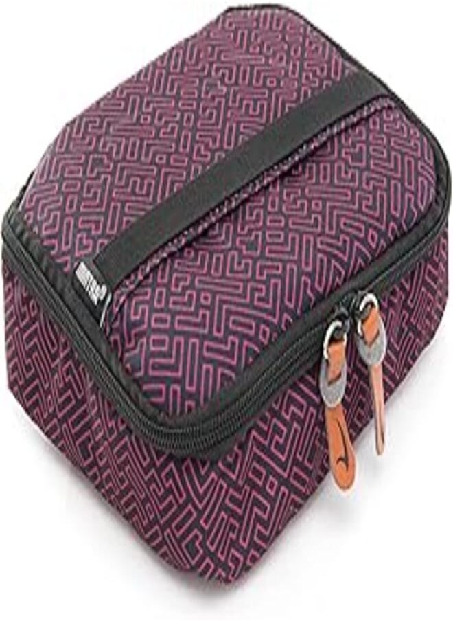 Mintra - Mintra Unisex Printed Cooling Bag+ Lunch Box 1.4L Red Zigzag (19 X 16 Cm) - Image 1