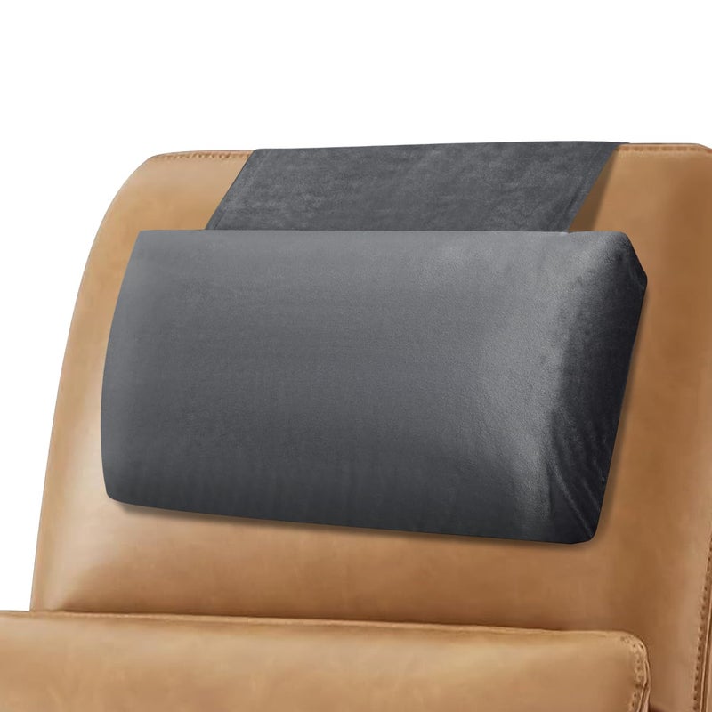 SofGlowly Head Recliner Pillow Adjustable Shredded Memory Foam Headrest Pillow for Recliners,Non-Slip Velvet Cushion for Pain Relief Neck Support Pillow for Travel Home Recliner Sofa Armchair with Zipper Cover - Image 1
