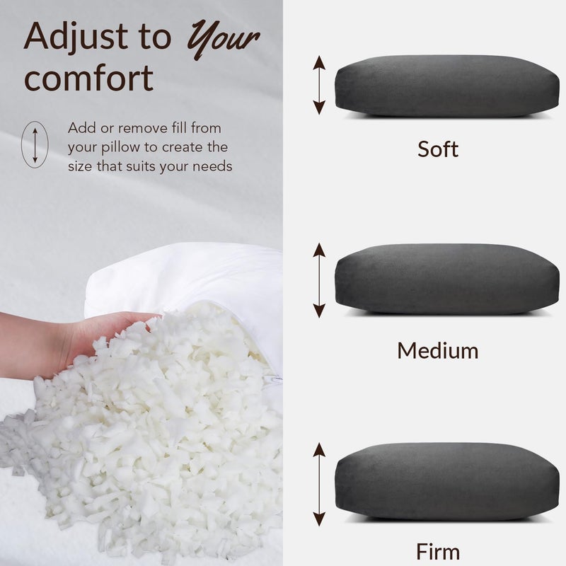 SofGlowly Head Recliner Pillow Adjustable Shredded Memory Foam Headrest Pillow for Recliners,Non-Slip Velvet Cushion for Pain Relief Neck Support Pillow for Travel Home Recliner Sofa Armchair with Zipper Cover - Image 2