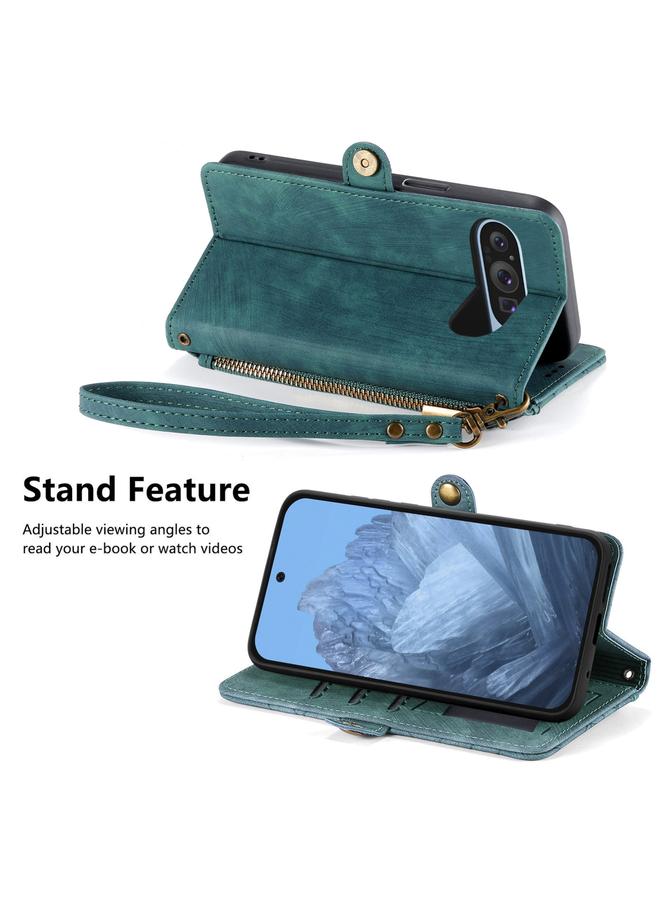 S-TOP Case For Google Pixel 9 Geometric Zipper Wallet Side Buckle Leather Phone Case - Image 4