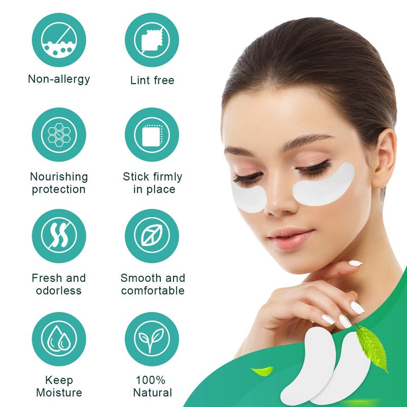AHIER Eyepads Eyelash Extensions Lint Free, 100 Pairs Set Eye Pads for Lash Extensions, Hydrogel Eye Patch DIY False Eyelash Lash Extension Makeup Eye Gel Pad - Image 5